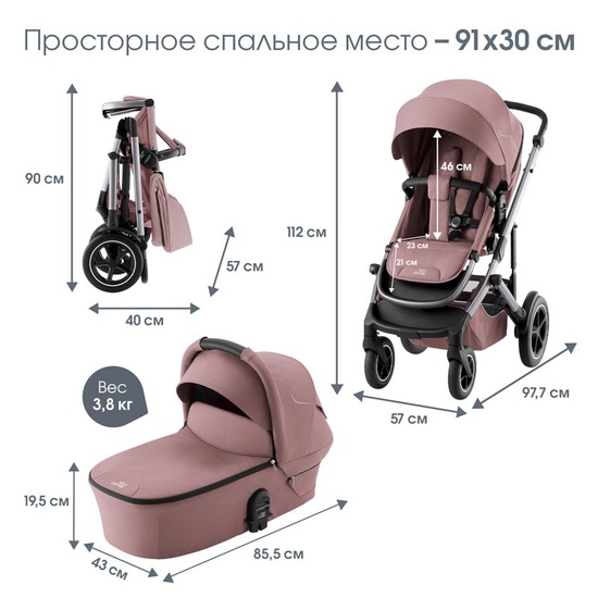 Коляска 2 в 1 Britax Roemer Smile 5Z Dusty Rose - 1